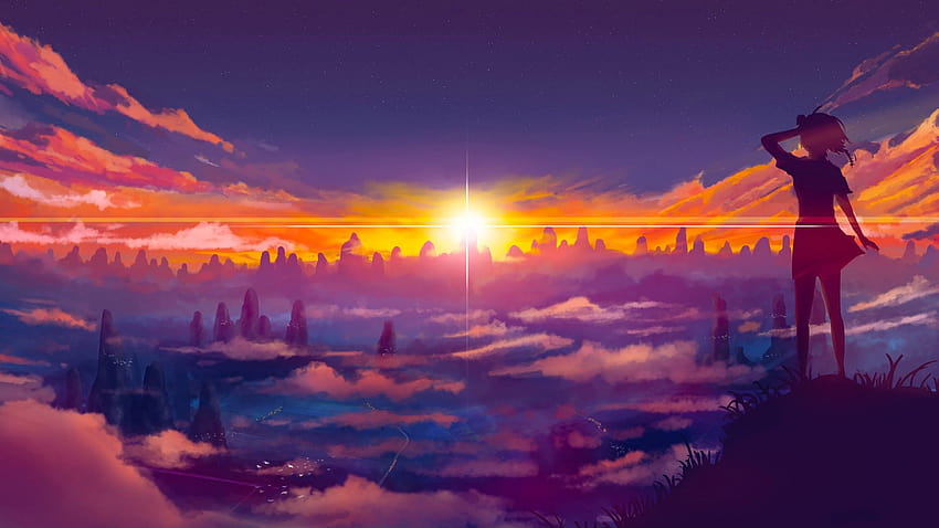 Anime Sunset Youtube Cover, anime cover HD wallpaper