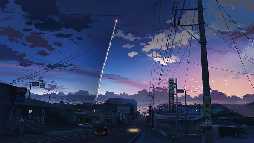 Anime Night City, nocne japońskie miasto anime Tapeta HD