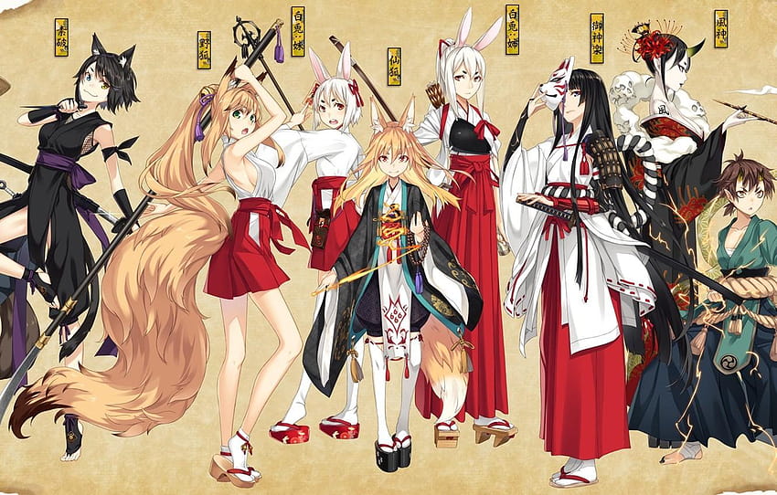 sword, armor, fox, anime, catgirl, katana, ken, blade, fox anime HD wallpaper