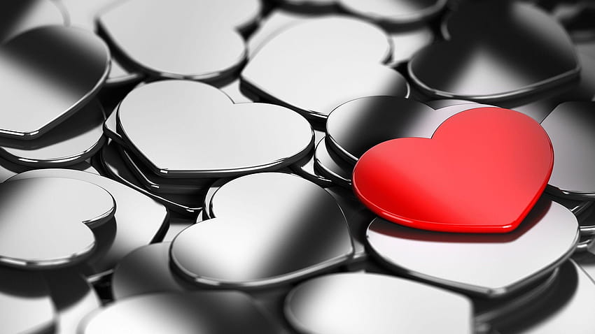 Love hearts, only one red, red and black love HD wallpaper