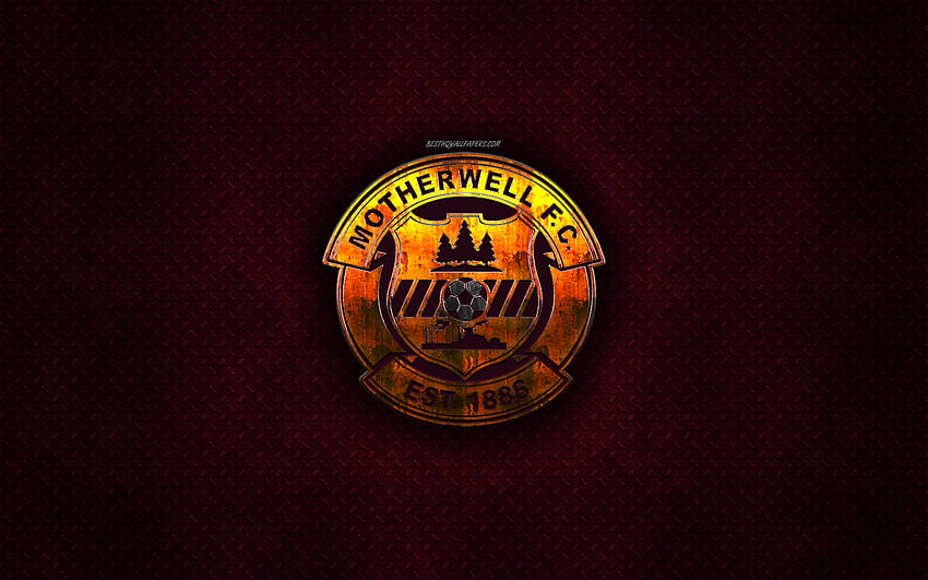 Motherwell FC, Scottish football club, maroon metal texture, metal logo, emblem, Motherwell, Scotland, Scottish Premiership, creative art, football with resolution 2560x1600. High Quality HD wallpaper