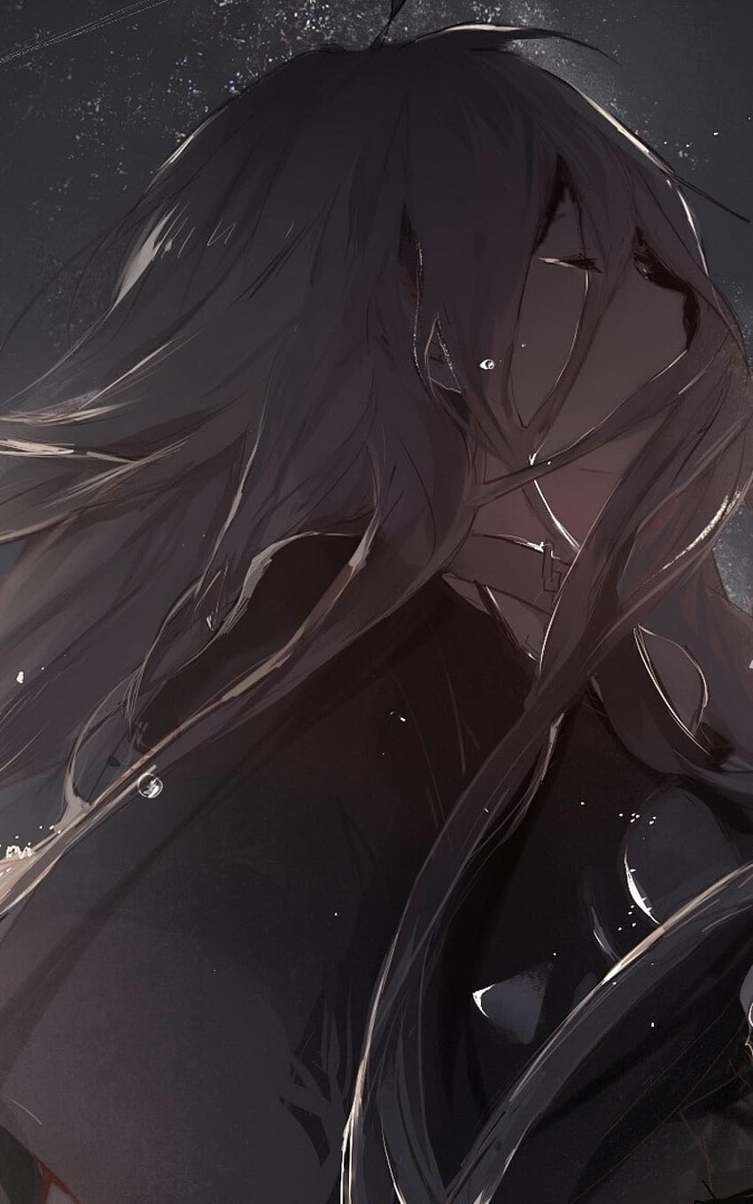 1600x2560 Anime Girl, Crying, Profile View, Sad, anime girl sad dark HD phone wallpaper