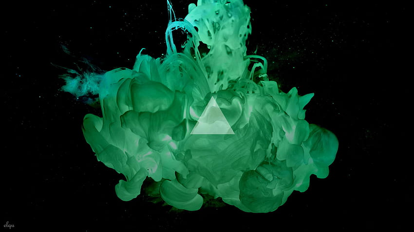 triangle, Ink, Smoke, Abstract, Digital Art, Green, Alberto, inverted colors HD wallpaper