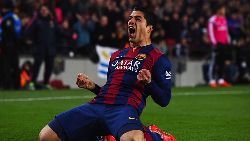El jugador del Barcelona Luis Suarez feliz después del gol : Jugadores, luis suarez barcelona fondo de pantalla
