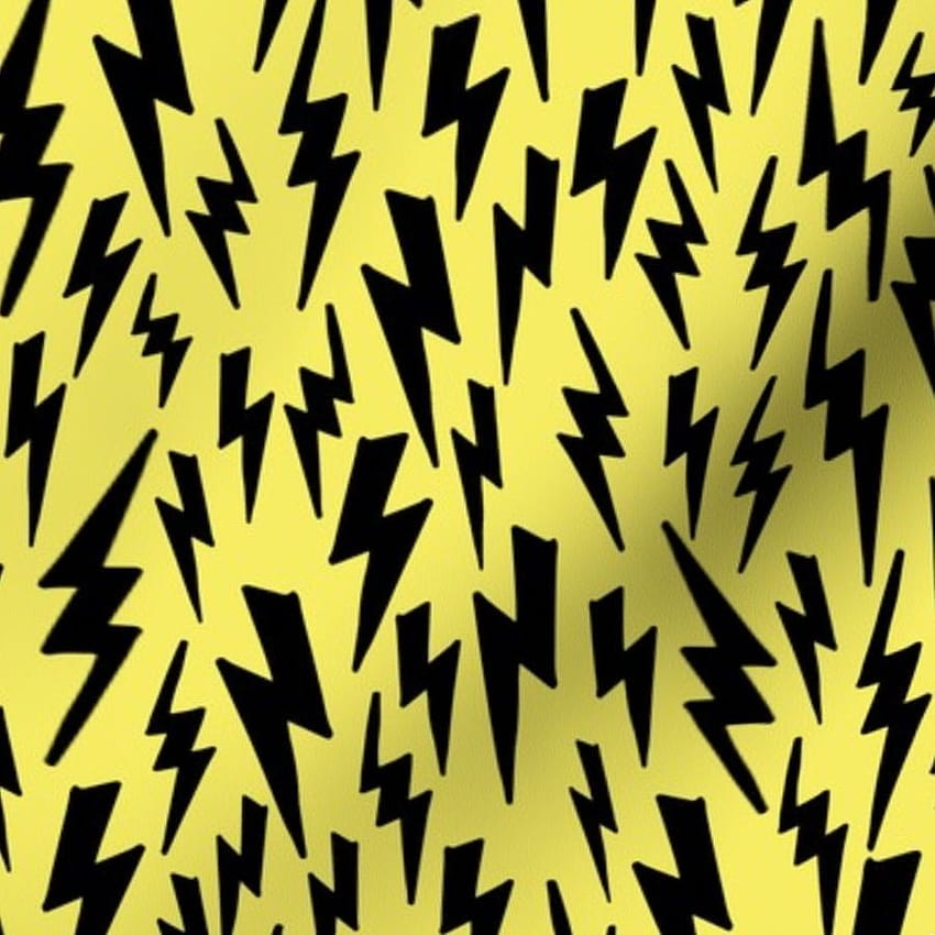 Kain warna-warni dicetak secara digital oleh Spoonflower, petir berwarna kuning wallpaper ponsel HD