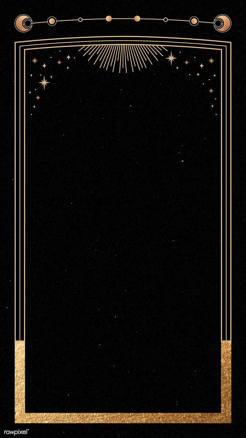 Мистична златна рамка на черен фон мобилен телефон, лунен телефон мистик HD тапет за телефон