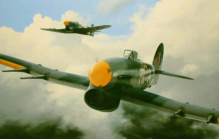 avión, guerra, arte, aviación, ww2, hawker typhoon, sección авиация fondo de pantalla