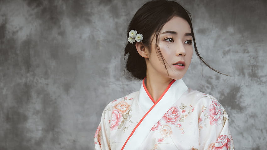 Красиво японско момиче, млада жена, кимоно 5120x2880, красиви млади жени HD тапет