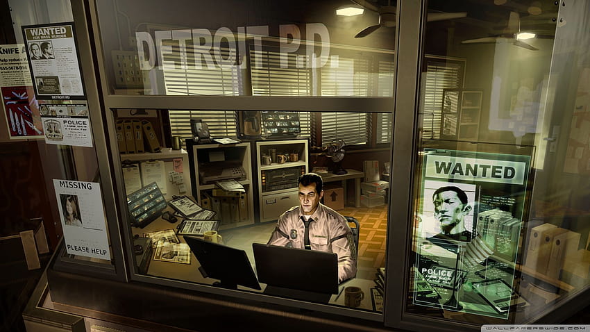 Deus Ex Human Revolution กรมตำรวจดีทรอยต์ อัลตร้า วอลล์เปเปอร์ HD