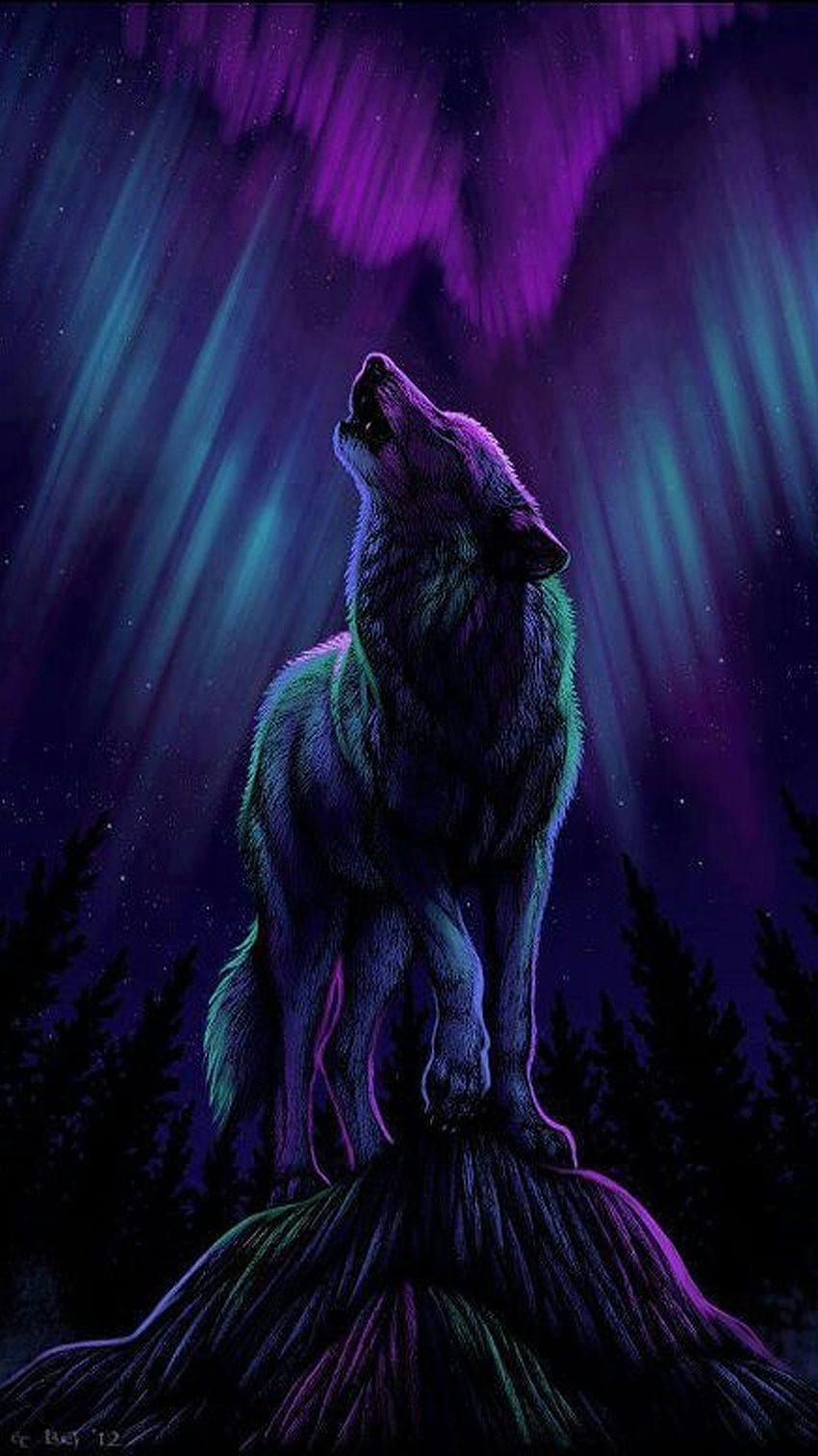 Black And Purple Wolf, spirit wolf HD phone wallpaper