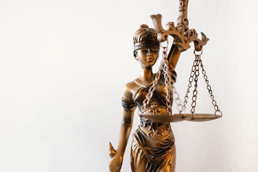 Blind Lady Justice Statue in Law Office Stock HD wallpaper