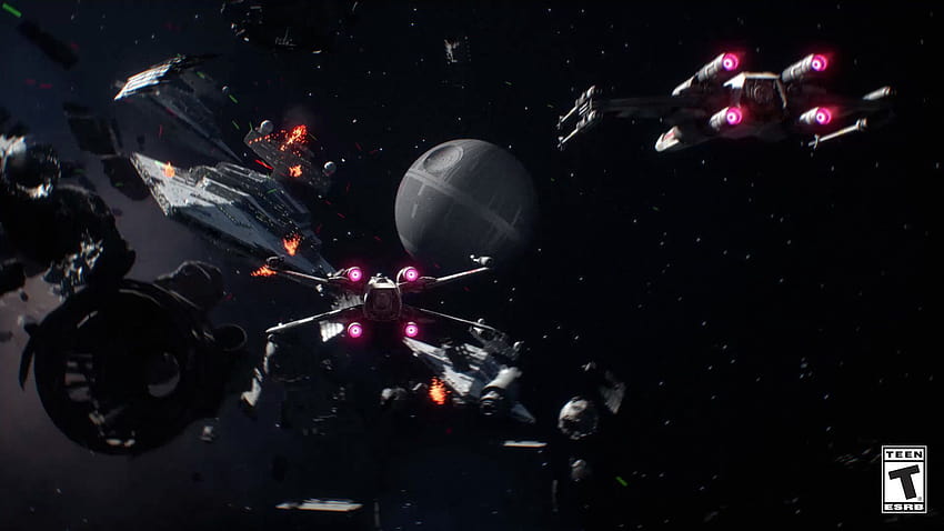 4 sfondi di scene spaziali di Star Wars, battaglia di Yavin Sfondo HD