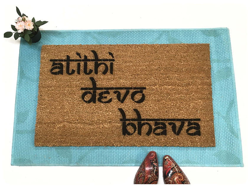 ฮินดู atithi devo bhava แขกคือพระเจ้ายินดีต้อนรับเสื่อโยคะพรมเช็ดเท้า วอลล์เปเปอร์ HD