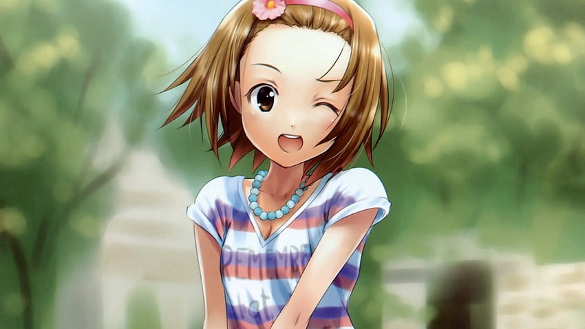 1920x1080 anime, dziewczyna, koszula, naszyjnik, uśmiechnięty, anime hirt Tapeta HD