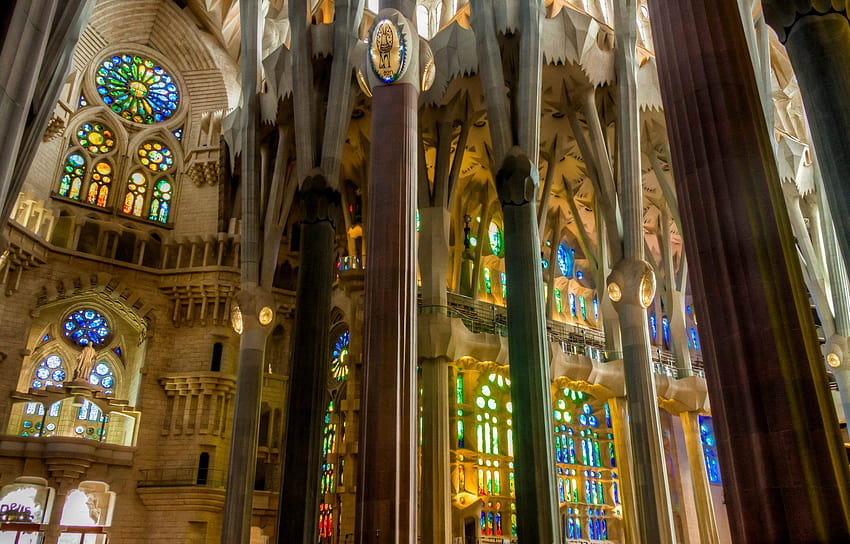 Temple of the sagrada familia barcelona spain column stained glass HD ...