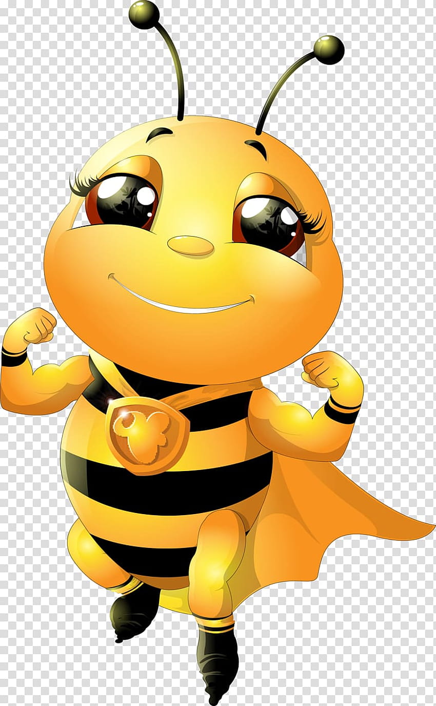Yellow and black bee illustration, Bumblebee Cartoon Honey bee, queen bumblebee cartoon HD phone wallpaper