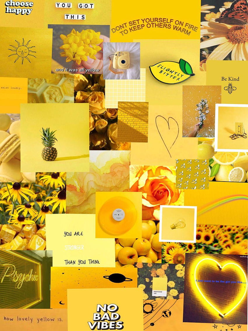 4 Yellow Aesthetic, roses aesthetic collages HD phone wallpaper | Pxfuel