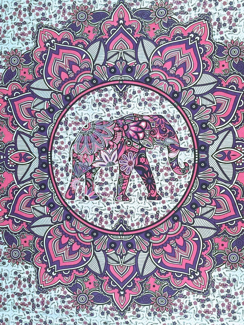 King Size Mandala Elephant Tapestry Hippie Bohemian Rzut Ręcznie robione, hipisowskie tło gobelinu Tapeta na telefon HD