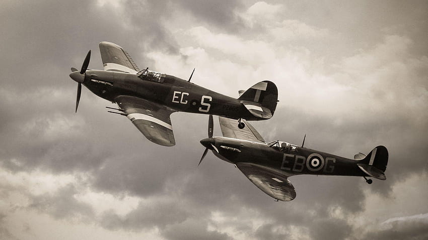 Hawker Hurricane e aereo Supermarine Spitfire Sfondo HD