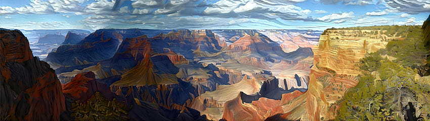 Lukisan Grand Canyon, musim panas 5120x1440 Wallpaper HD