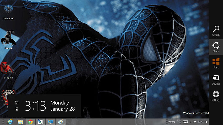 gratis tema windows 7: Black Spiderman 3 Theme For Windows 8 HD wallpaper