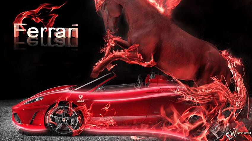 Neon Fire Ferrari Red Horse Wheelbarrow Cars mooiste, neon cars HD wallpaper