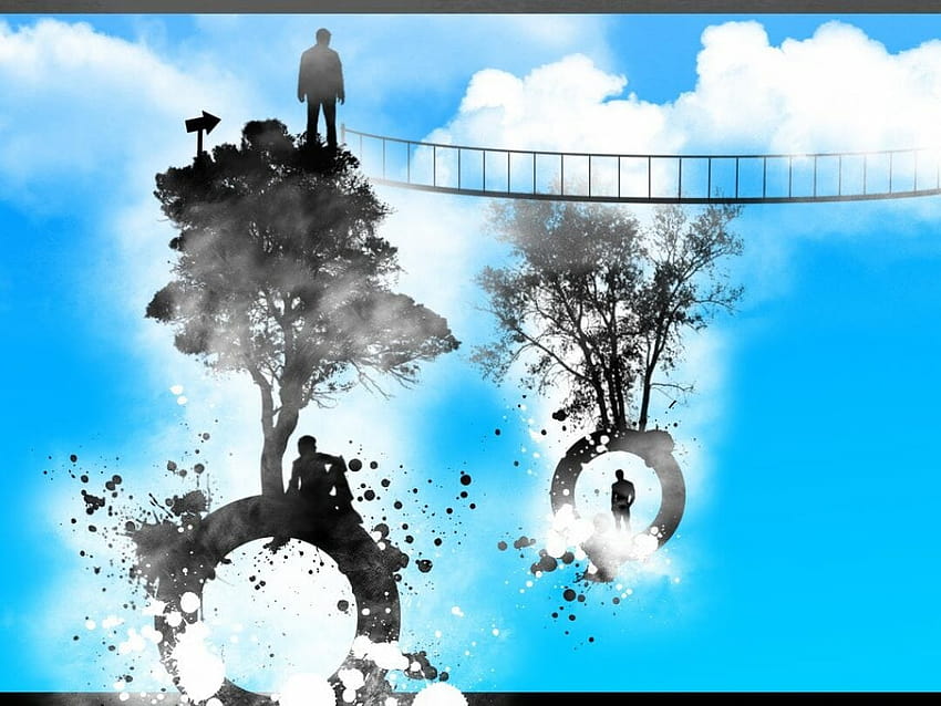 2219 Clouds Abstract Nature Trees Life Circle Sky People Digital Art HD wallpaper