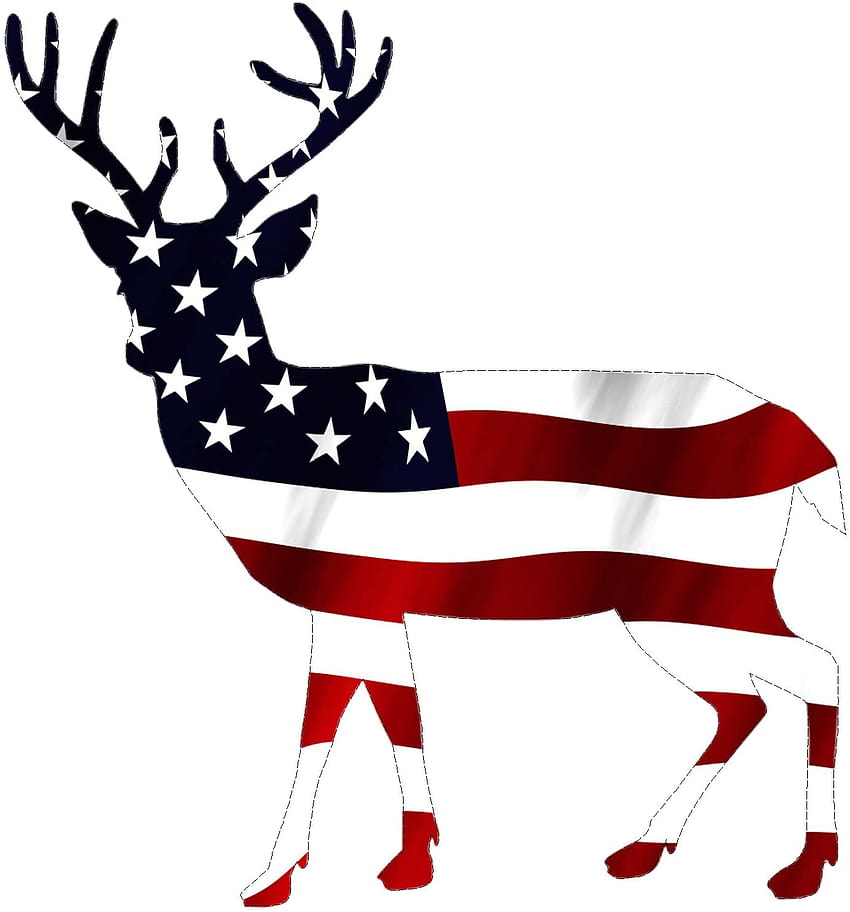 Hunter Buck Decal สติกเกอร์ธงชาติอเมริกัน USA PatrioticAuto สติกเกอร์ไวนิลสำหรับกันชนรถยนต์รถบรรทุก RV SUV เรือหน้าต่าง, 12 ซม.* 12 ซม., ธงกวาง วอลล์เปเปอร์โทรศัพท์ HD