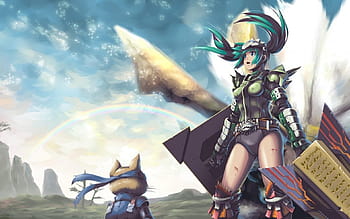 Monster Hunter anime soft shading anime girls wallpaper, 1619x960, 224464