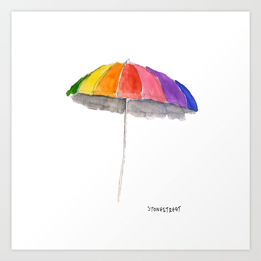 Rainbow Beach Umbrella Art Print By Astonestreet HD Phone     Desktop   Rainbow Beach Umbrella Art Print By Astonestreet Rainbow Beach Umbrella 