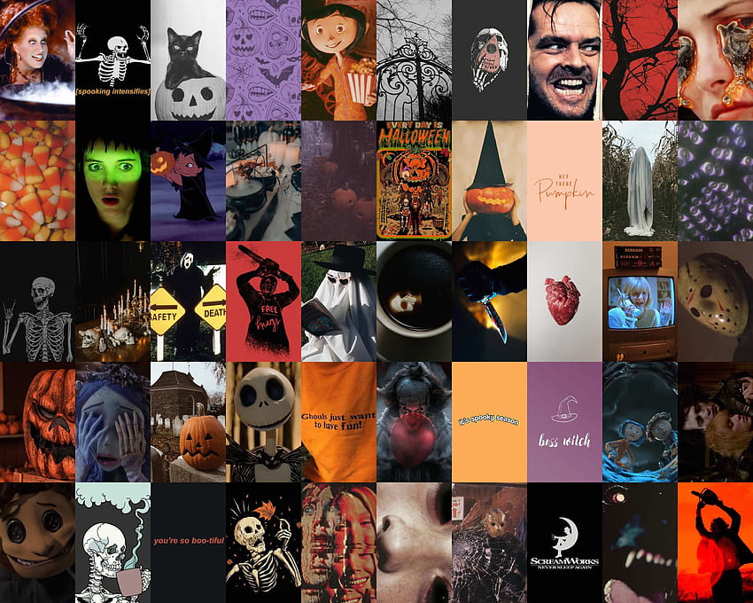 Halloween Wall Collage Kit Witch Aesthetic Wall Kit Spooky, halloween computer collage HD wallpaper