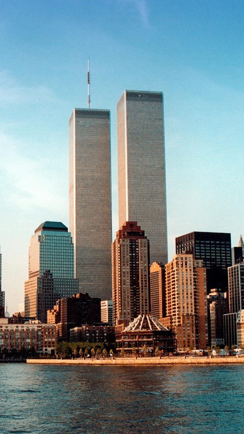 Градски пейзажи Световен търговски център Ню Йорк 1996 г., нова актуализация на Световния търговски център HD тапет за телефон