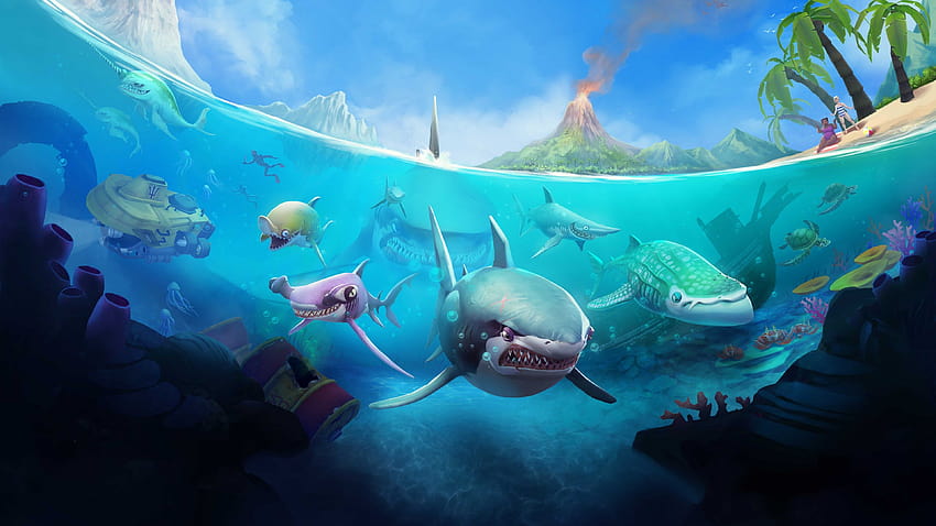 Hungry Shark World, iOS, Android, tubarão, Jogos papel de parede HD