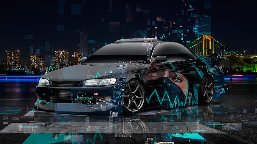 TOYOTA MARK2 JZX90 JDM TUNING 3D SUPER NEURAL NETWORK ANIME BOY AEROGRAPHY NIGHT CITY ART CAR 2018, Toyota Mark 2 HD-Hintergrundbild