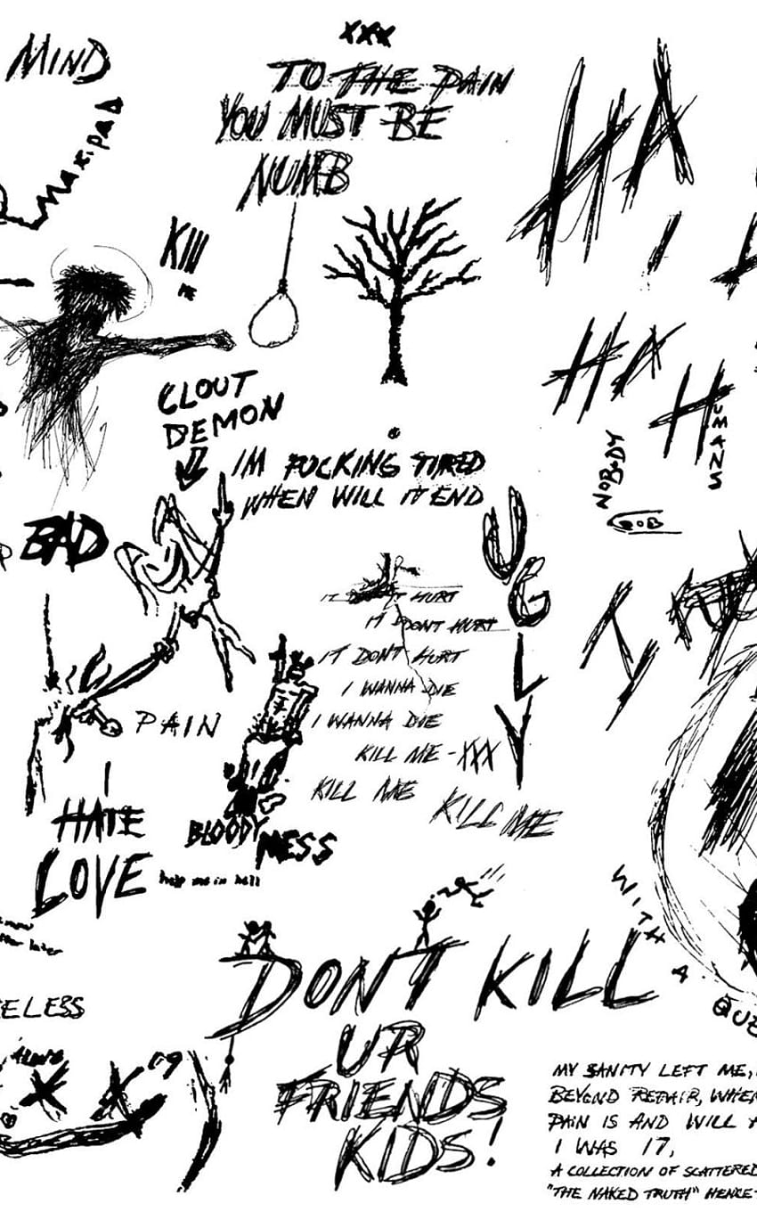 Made this xxxtentacion out if his drawings, i wanna die HD phone wallpaper