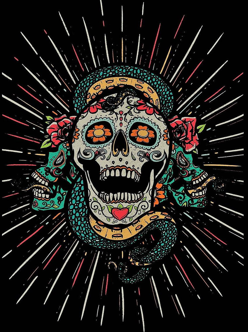 Mexican Skull di CamSkarz, teschio e serpente Sfondo del telefono HD