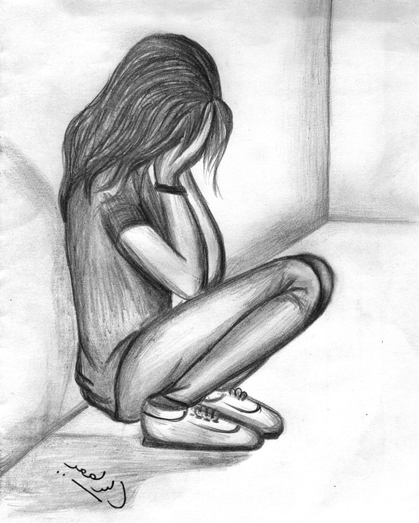 Easy Sad Girl Drawing, depressed anime drawings HD phone wallpaper ...