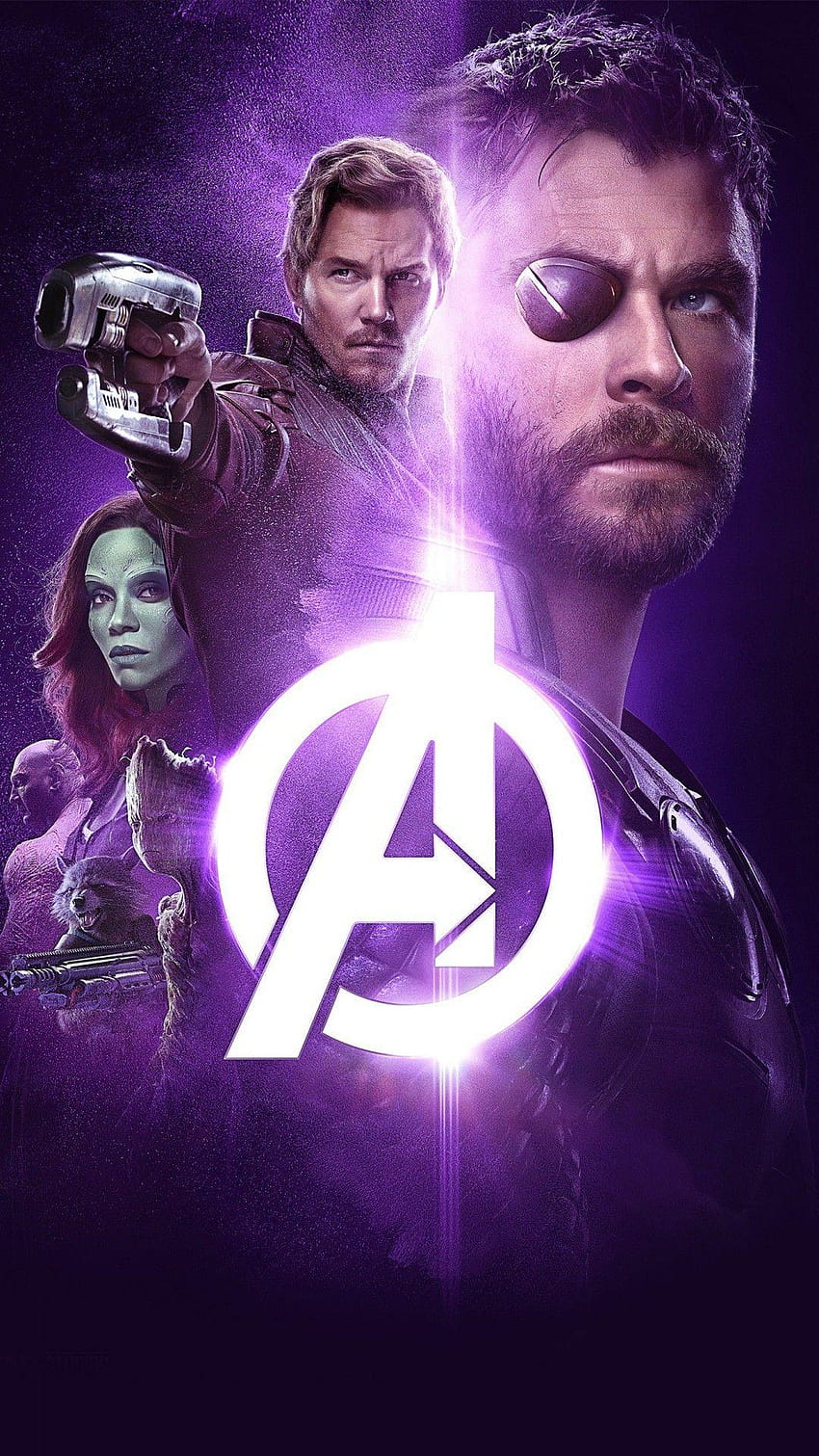 Avengers Infinity War Thor Groot Rocket Star Lord Gamora HD電話の壁紙