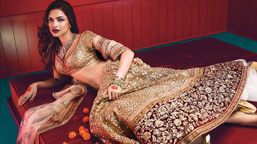 Deepika Padukone, Bridal, Lehenga Choli, Vogue, , Celebryci / Hindusi Tapeta HD