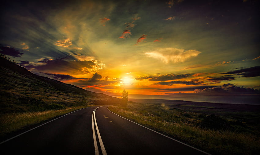 Cool Sunset Road View , Nature, Backgrounds, and, nature road HD wallpaper