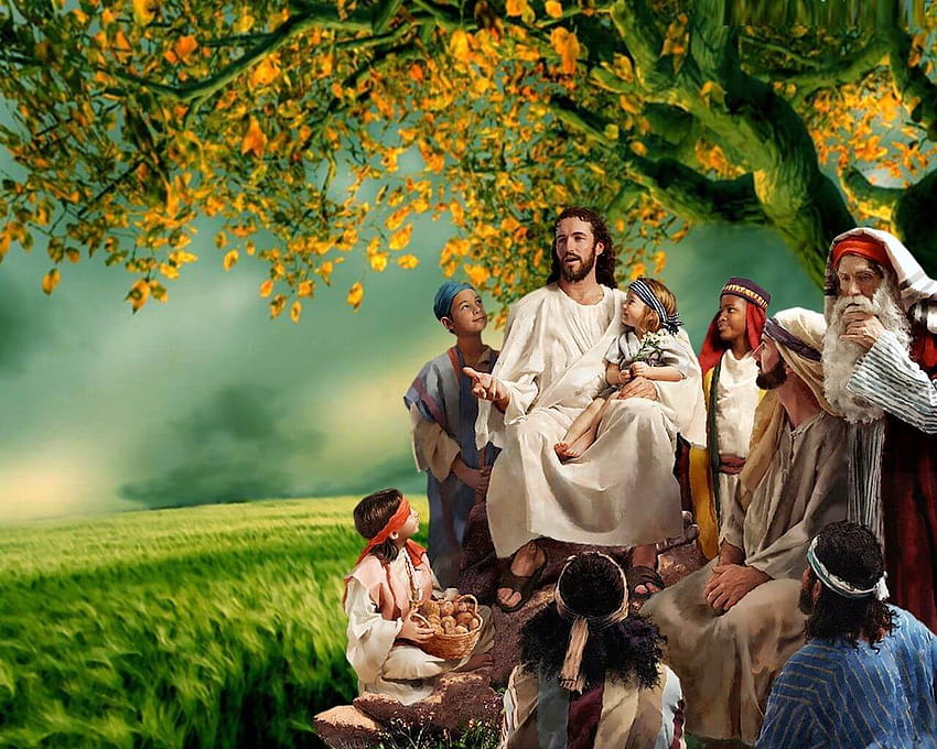 Jesus und Kinder HD-Hintergrundbild