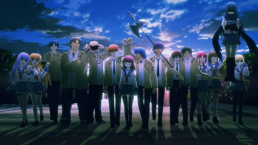 Anime girl school uniform group friends beauty Angel Beats, anime friend group Wallpaper HD