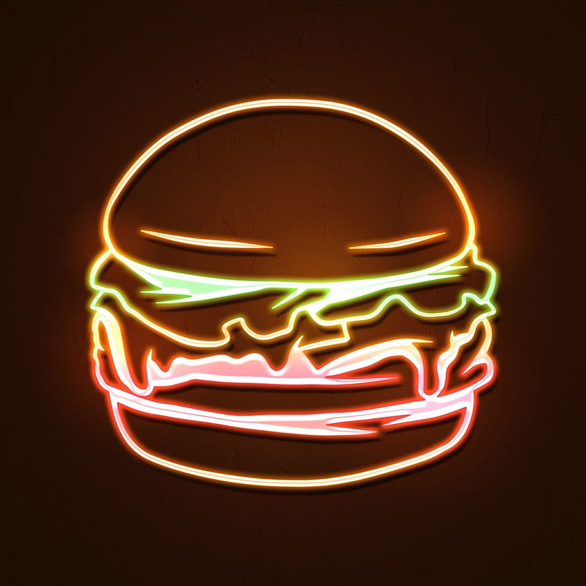 premium illustration of Neon yellow hamburger sticker overlay HD phone wallpaper
