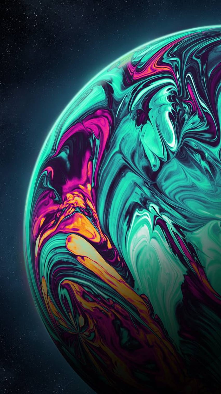 Planet Akrilik oleh Geoglyser, bumi neon wallpaper ponsel HD