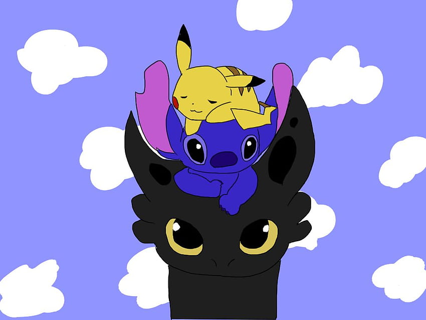 Toothless And Pikachu posted by Christopher Sellers, stitch and pikachu HD wallpaper