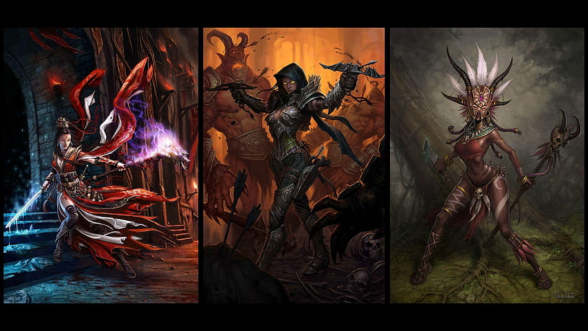 Diablo, Demon Hunter, assistentes, arte conceitual, Diablo III, Witch Doctor, caçador de demônios diablo 3 papel de parede HD