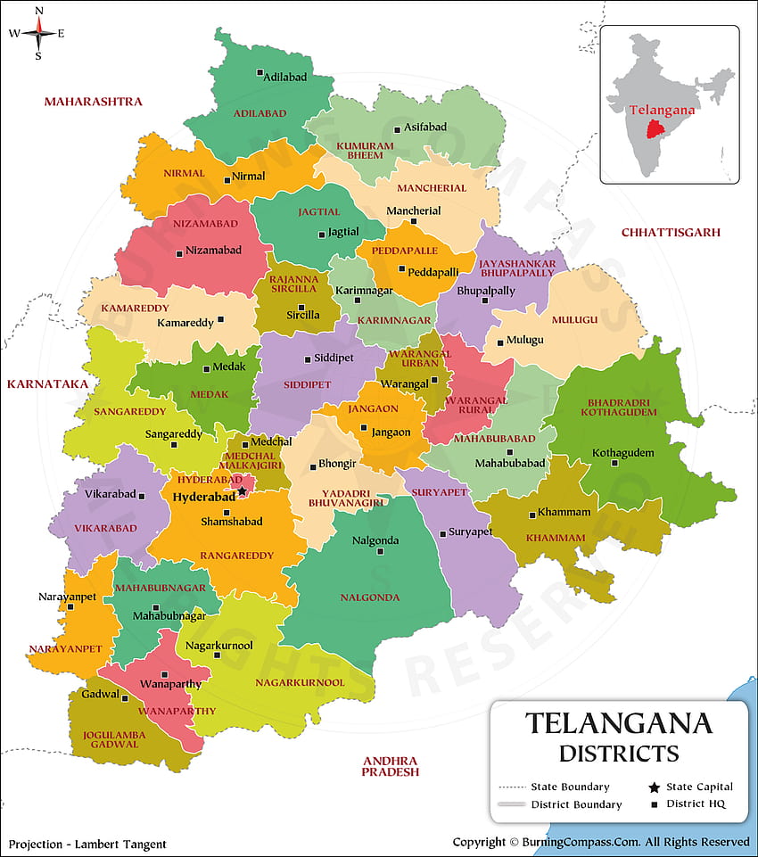 Mapa dystryktu Telangana, mapa telangana Tapeta na telefon HD