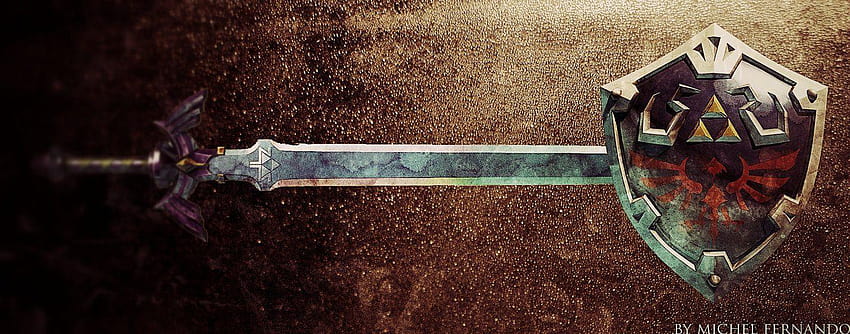 hylian shield and master sword, hyrule sword HD wallpaper