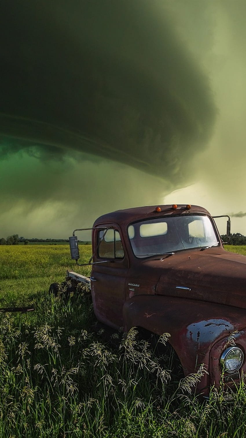 Truck, green fields, clouds, storm 750x1334 iPhone 8/7/6/6S , background, iphone truck HD phone wallpaper