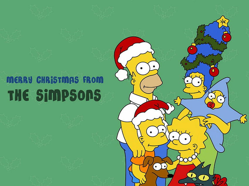 Merry Christmas from The Simpsons, cartoon merry christmas HD wallpaper